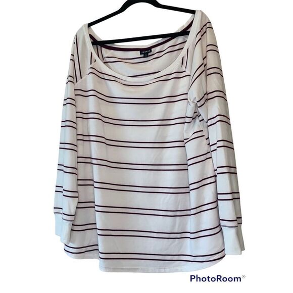 Torrid Women's White Purple Striped Off Shoulder Long Sleeve Active Top Size 4 - Picture 2 of 5